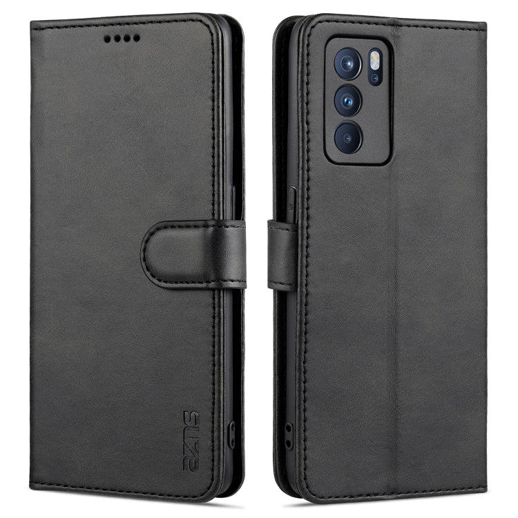 For OPPO Reno6 Pro 5G AZNS Skin Feel Calf Texture Horizontal Flip Leather Case with Card Slots & Holder & Wallet