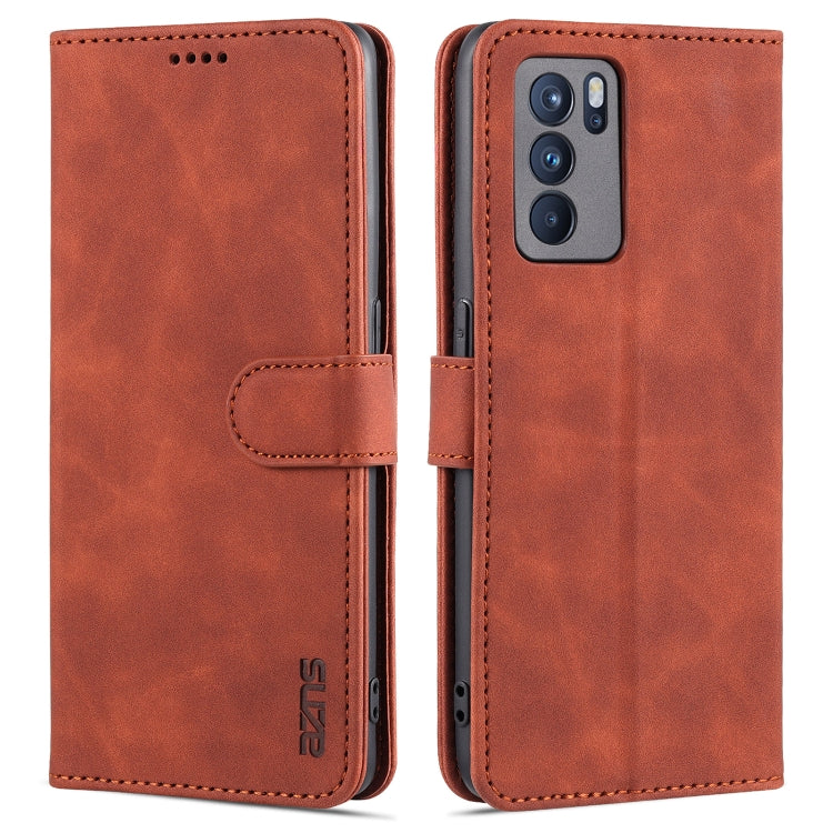 For OPPO Reno6 Pro 5G AZNS Skin Feel Calf Texture Horizontal Flip Leather Case with Card Slots & Holder & Wallet