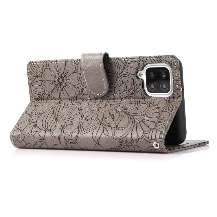 For Samsung Galaxy A12 Skin Feel Embossed Sunflower Horizontal Flip Leather Case with Holder & Card Slots & Wallet & Lanyard