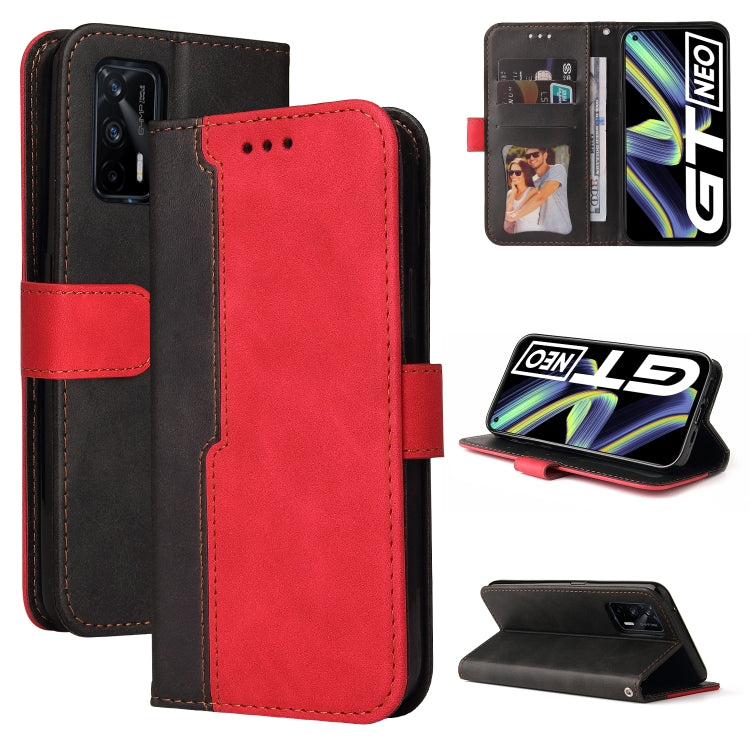 For OPPO Realme GT 5G Business Stitching-Color Horizontal Flip PU Leather Case with Holder & Card Slots & Photo Frame