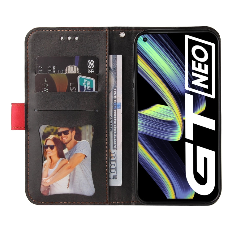 For OPPO Realme GT 5G Business Stitching-Color Horizontal Flip PU Leather Case with Holder & Card Slots & Photo Frame