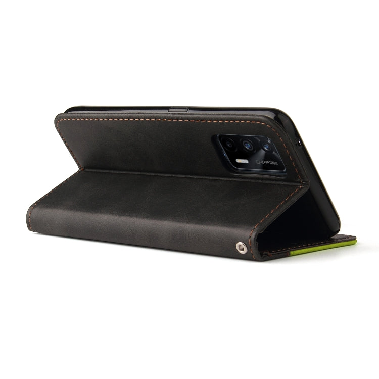 For OPPO Realme GT 5G Business Stitching-Color Horizontal Flip PU Leather Case with Holder & Card Slots & Photo Frame