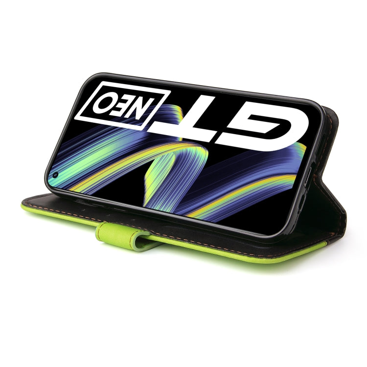 For OPPO Realme GT 5G Business Stitching-Color Horizontal Flip PU Leather Case with Holder & Card Slots & Photo Frame