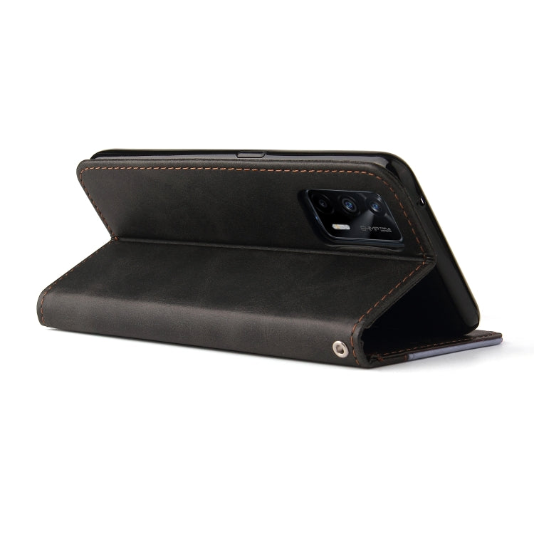 For OPPO Realme GT 5G Business Stitching-Color Horizontal Flip PU Leather Case with Holder & Card Slots & Photo Frame