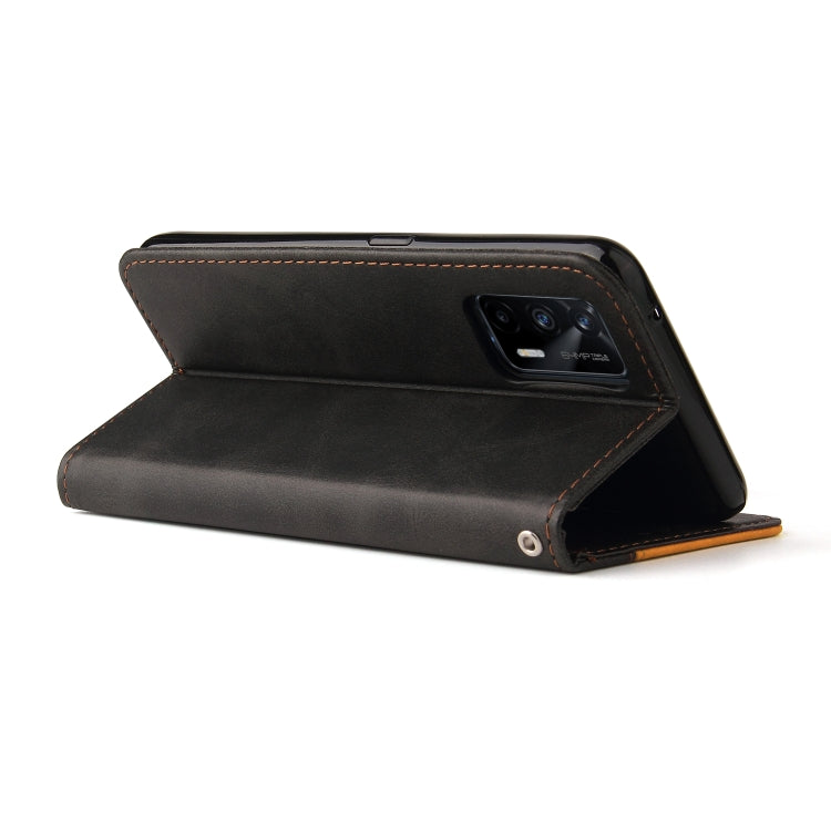 For OPPO Realme GT 5G Business Stitching-Color Horizontal Flip PU Leather Case with Holder & Card Slots & Photo Frame