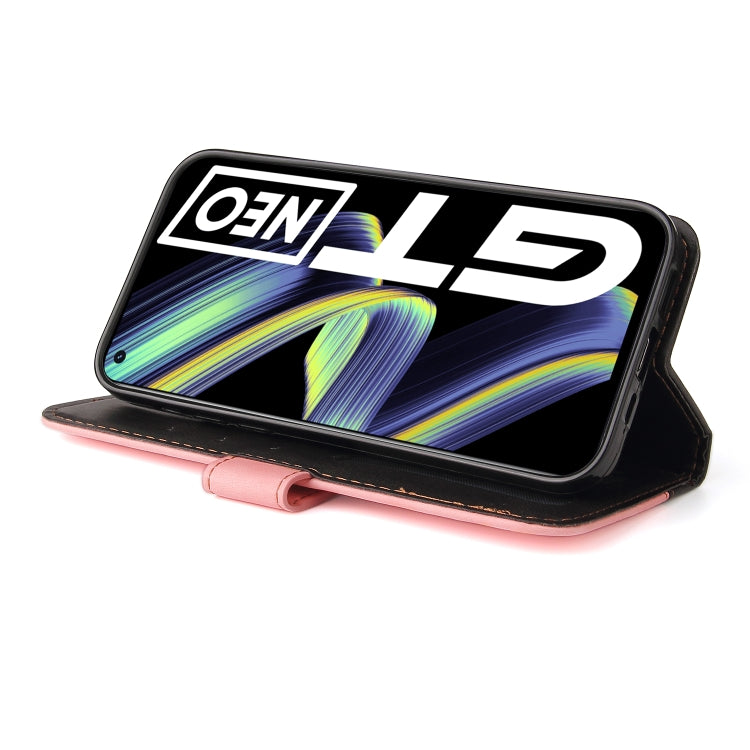 For OPPO Realme GT 5G Business Stitching-Color Horizontal Flip PU Leather Case with Holder & Card Slots & Photo Frame