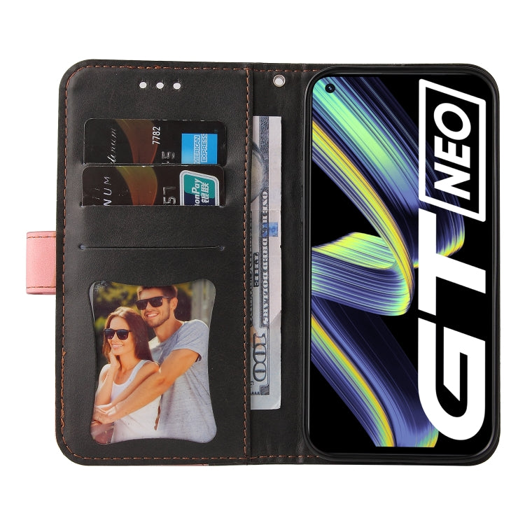 For OPPO Realme GT 5G Business Stitching-Color Horizontal Flip PU Leather Case with Holder & Card Slots & Photo Frame