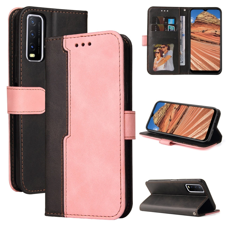 For vivo Y20 / Y20i / Y20s / Y12s / Y30 China Business Stitching-Color Horizontal Flip PU Leather Case with Holder & Card Slots & Photo Frame