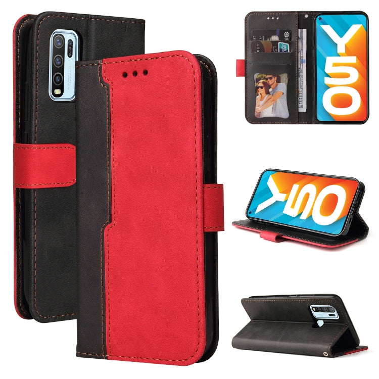 For vivo Y50 / Y30 Global Business Stitching-Color Horizontal Flip PU Leather Case with Holder & Card Slots & Photo Frame
