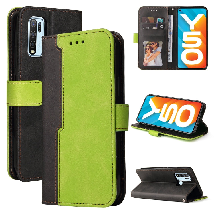 For vivo Y50 / Y30 Global Business Stitching-Color Horizontal Flip PU Leather Case with Holder & Card Slots & Photo Frame