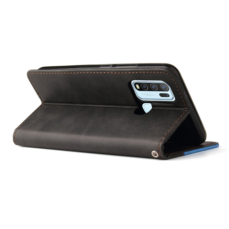 For vivo Y50 / Y30 Global Business Stitching-Color Horizontal Flip PU Leather Case with Holder & Card Slots & Photo Frame