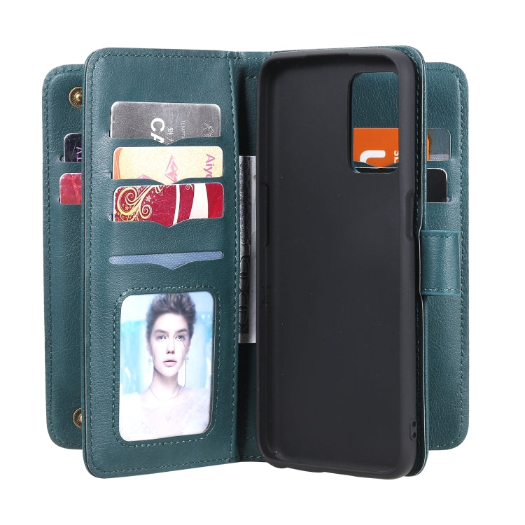 For OPPO Realme V13 5G Multifunctional Magnetic Copper Buckle Horizontal Flip Solid Color Leather Case with 10 Card Slots & Wallet & Holder & Photo Frame