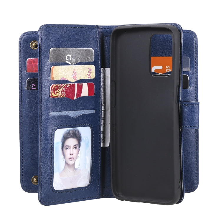 For OPPO Realme V13 5G Multifunctional Magnetic Copper Buckle Horizontal Flip Solid Color Leather Case with 10 Card Slots & Wallet & Holder & Photo Frame