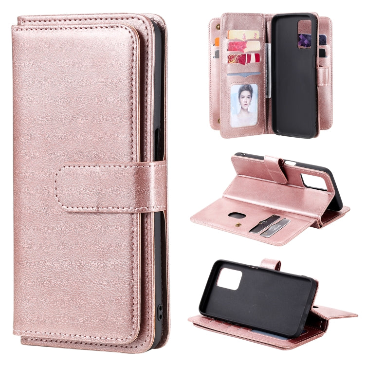 For OPPO Realme V13 5G Multifunctional Magnetic Copper Buckle Horizontal Flip Solid Color Leather Case with 10 Card Slots & Wallet & Holder & Photo Frame