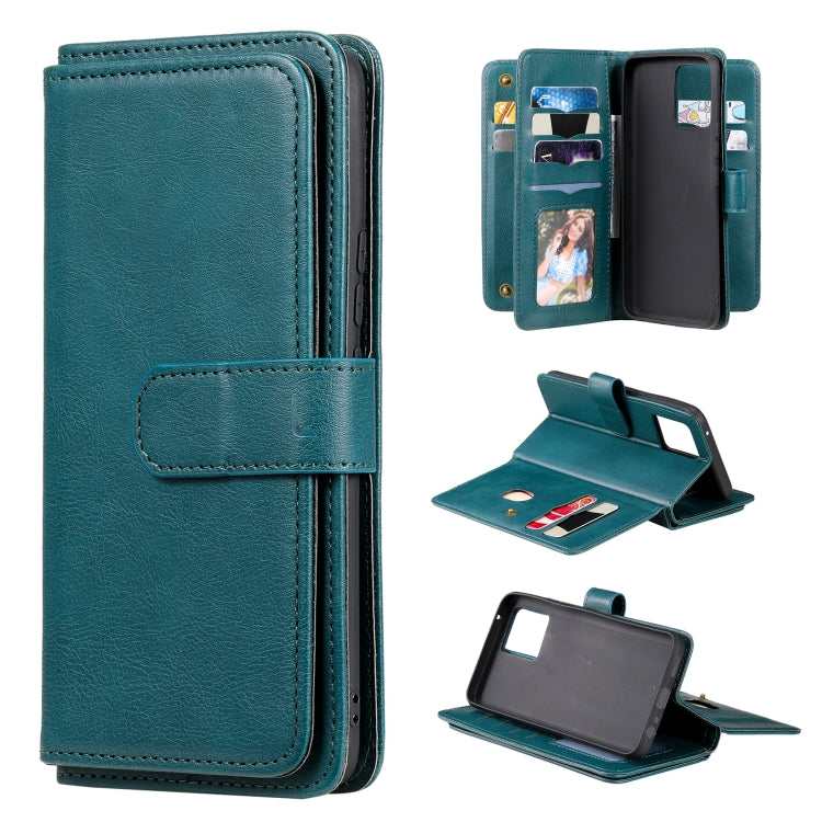For OPPO Realme 8 Pro Multifunctional Magnetic Copper Buckle Horizontal Flip Solid Color Leather Case with 10 Card Slots & Wallet & Holder & Photo Frame