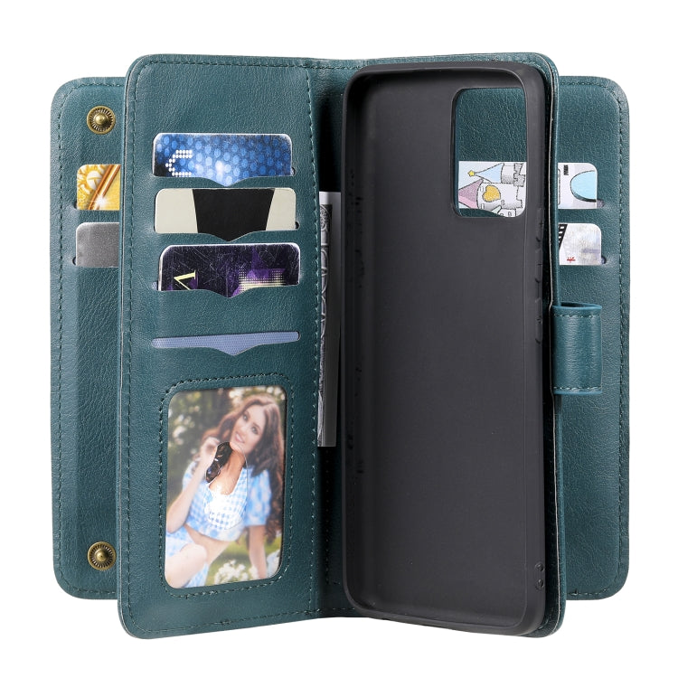 For OPPO Realme 8 Pro Multifunctional Magnetic Copper Buckle Horizontal Flip Solid Color Leather Case with 10 Card Slots & Wallet & Holder & Photo Frame