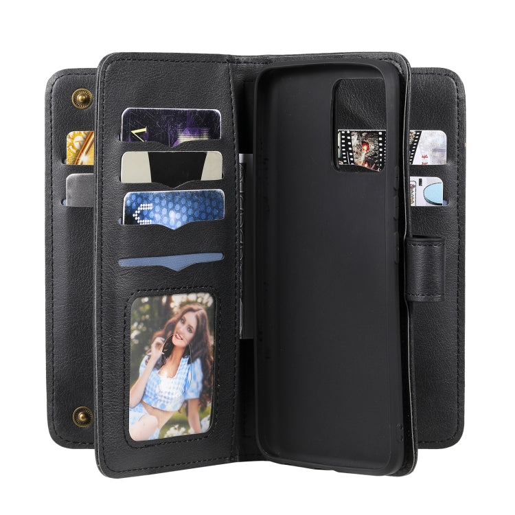 For OPPO Realme 8 Pro Multifunctional Magnetic Copper Buckle Horizontal Flip Solid Color Leather Case with 10 Card Slots & Wallet & Holder & Photo Frame