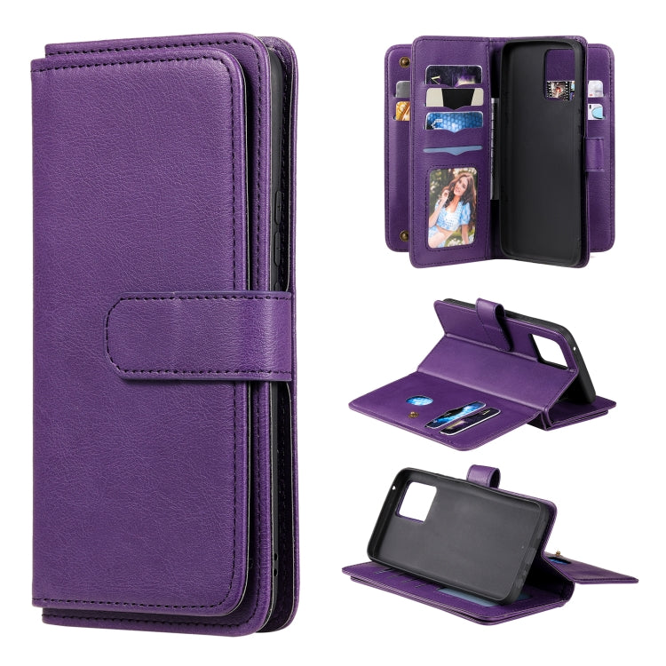 For OPPO Realme 8 Pro Multifunctional Magnetic Copper Buckle Horizontal Flip Solid Color Leather Case with 10 Card Slots & Wallet & Holder & Photo Frame