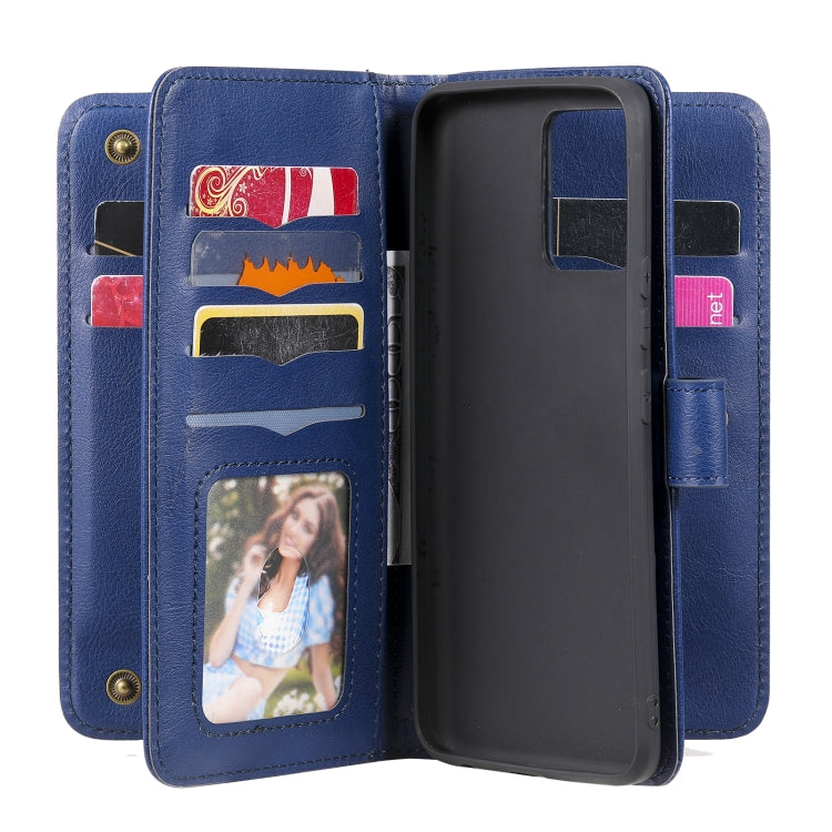 For OPPO Realme 8 Pro Multifunctional Magnetic Copper Buckle Horizontal Flip Solid Color Leather Case with 10 Card Slots & Wallet & Holder & Photo Frame