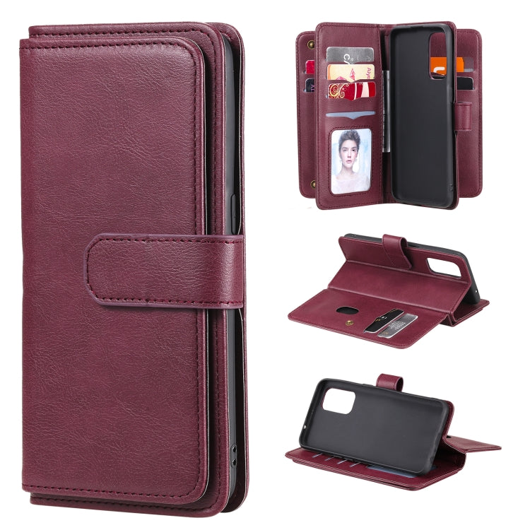 For OPPO Reno5 5G Multifunctional Magnetic Copper Buckle Horizontal Flip Solid Color Leather Case with 10 Card Slots & Wallet & Holder & Photo Frame