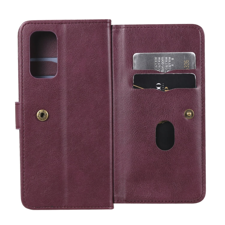 For OPPO Reno5 5G Multifunctional Magnetic Copper Buckle Horizontal Flip Solid Color Leather Case with 10 Card Slots & Wallet & Holder & Photo Frame