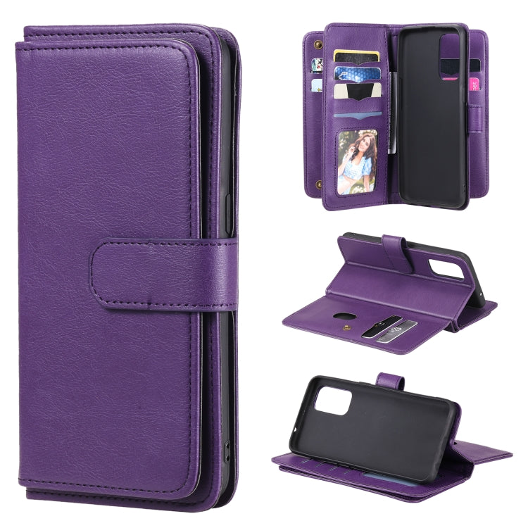 For OPPO Reno5 5G Multifunctional Magnetic Copper Buckle Horizontal Flip Solid Color Leather Case with 10 Card Slots & Wallet & Holder & Photo Frame