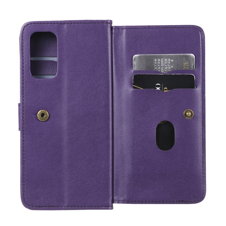 For OPPO Reno5 5G Multifunctional Magnetic Copper Buckle Horizontal Flip Solid Color Leather Case with 10 Card Slots & Wallet & Holder & Photo Frame