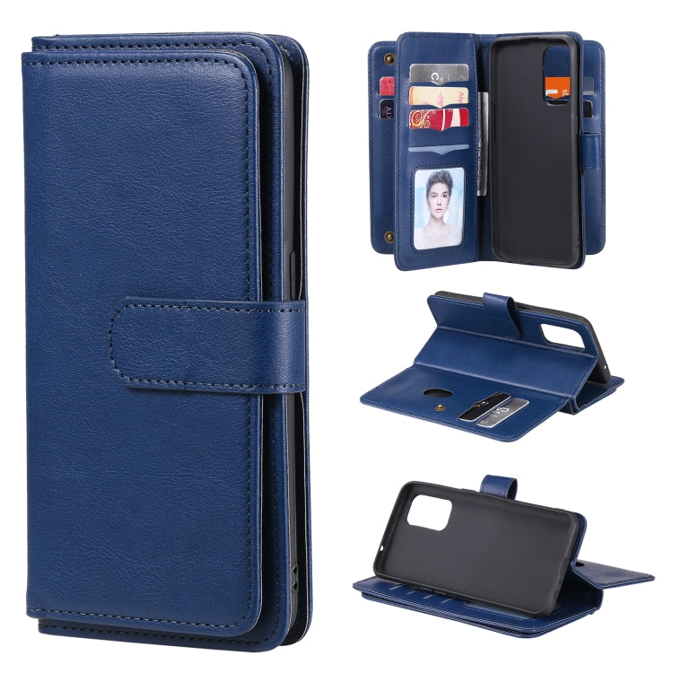 For OPPO Reno5 5G Multifunctional Magnetic Copper Buckle Horizontal Flip Solid Color Leather Case with 10 Card Slots & Wallet & Holder & Photo Frame