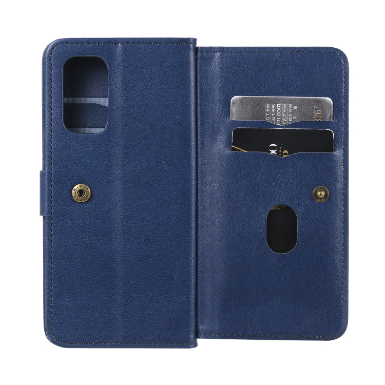 For OPPO Reno5 5G Multifunctional Magnetic Copper Buckle Horizontal Flip Solid Color Leather Case with 10 Card Slots & Wallet & Holder & Photo Frame