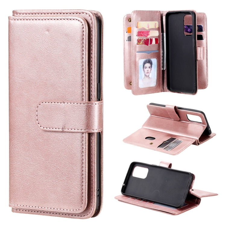 For OPPO Reno5 5G Multifunctional Magnetic Copper Buckle Horizontal Flip Solid Color Leather Case with 10 Card Slots & Wallet & Holder & Photo Frame