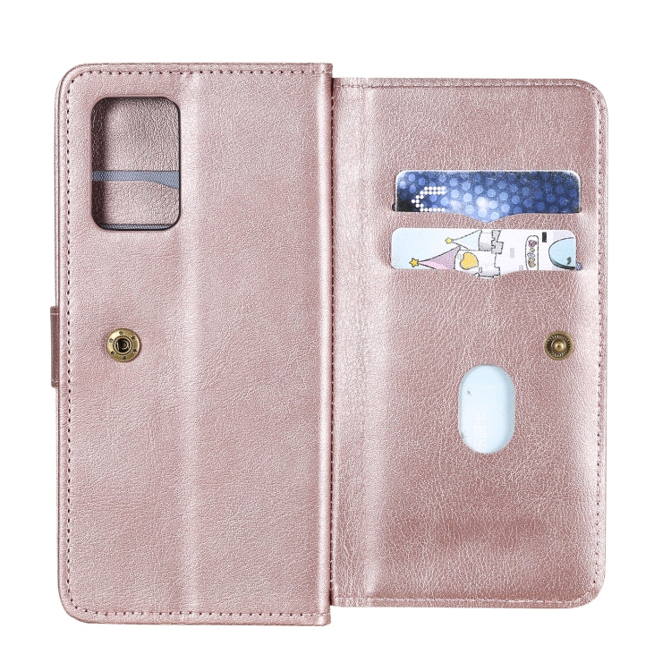 For OPPO Reno5 5G Multifunctional Magnetic Copper Buckle Horizontal Flip Solid Color Leather Case with 10 Card Slots & Wallet & Holder & Photo Frame