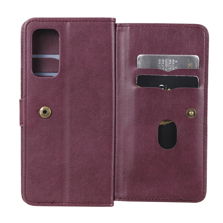 For OPPO Reno5 Pro 5G Multifunctional Magnetic Copper Buckle Horizontal Flip Solid Color Leather Case with 10 Card Slots & Wallet & Holder & Photo Frame