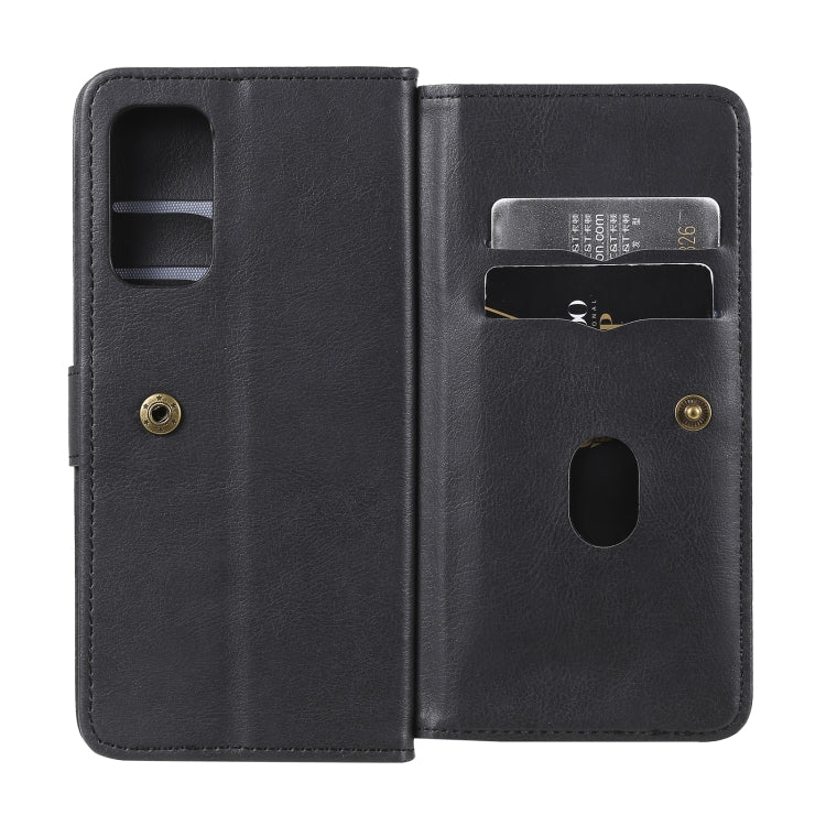 For OPPO Reno5 Pro 5G Multifunctional Magnetic Copper Buckle Horizontal Flip Solid Color Leather Case with 10 Card Slots & Wallet & Holder & Photo Frame