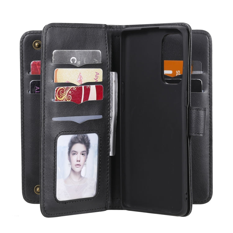 For OPPO Reno5 Pro 5G Multifunctional Magnetic Copper Buckle Horizontal Flip Solid Color Leather Case with 10 Card Slots & Wallet & Holder & Photo Frame