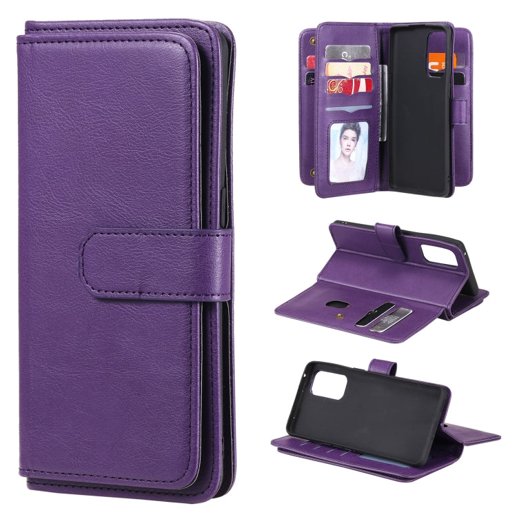 For OPPO Reno5 Pro 5G Multifunctional Magnetic Copper Buckle Horizontal Flip Solid Color Leather Case with 10 Card Slots & Wallet & Holder & Photo Frame