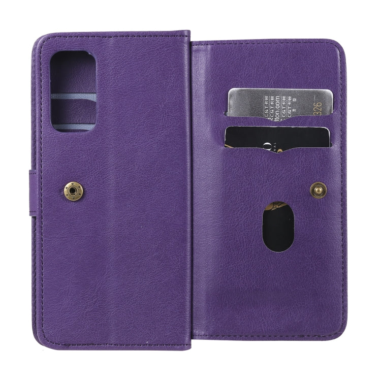 For OPPO Reno5 Pro 5G Multifunctional Magnetic Copper Buckle Horizontal Flip Solid Color Leather Case with 10 Card Slots & Wallet & Holder & Photo Frame