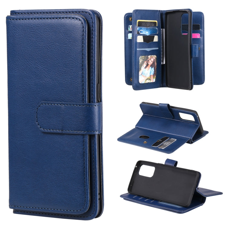 For OPPO Reno5 Pro 5G Multifunctional Magnetic Copper Buckle Horizontal Flip Solid Color Leather Case with 10 Card Slots & Wallet & Holder & Photo Frame