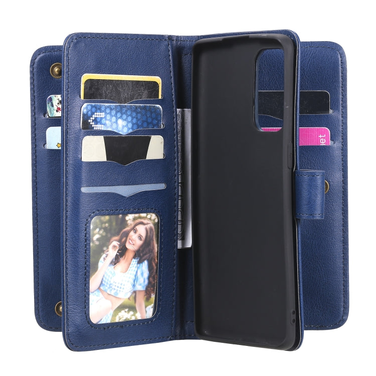 For OPPO Reno5 Pro 5G Multifunctional Magnetic Copper Buckle Horizontal Flip Solid Color Leather Case with 10 Card Slots & Wallet & Holder & Photo Frame