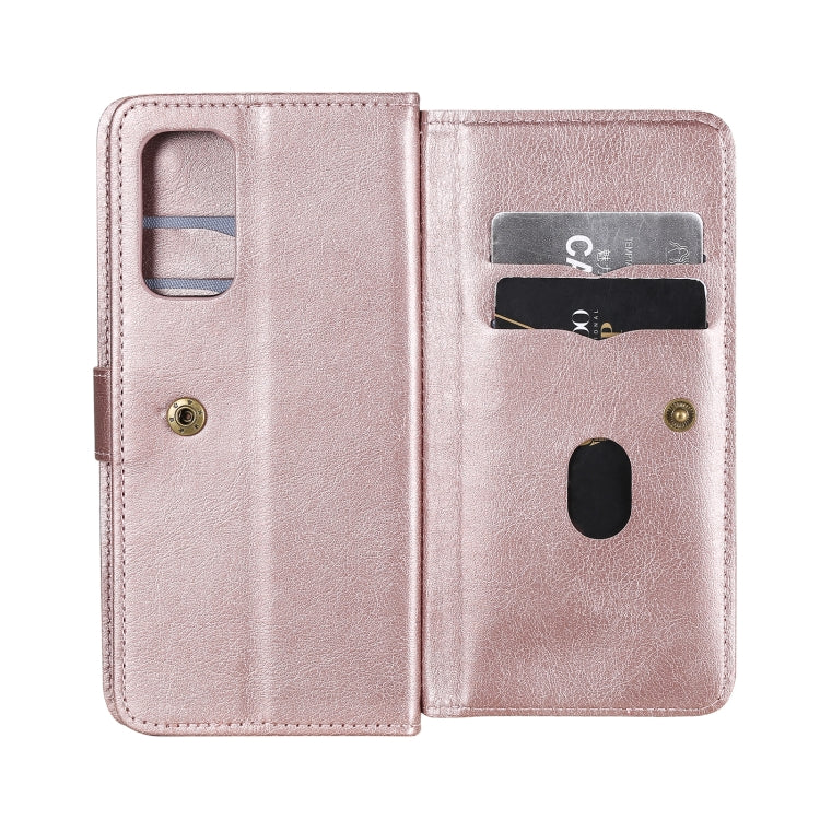For OPPO Reno5 Pro 5G Multifunctional Magnetic Copper Buckle Horizontal Flip Solid Color Leather Case with 10 Card Slots & Wallet & Holder & Photo Frame