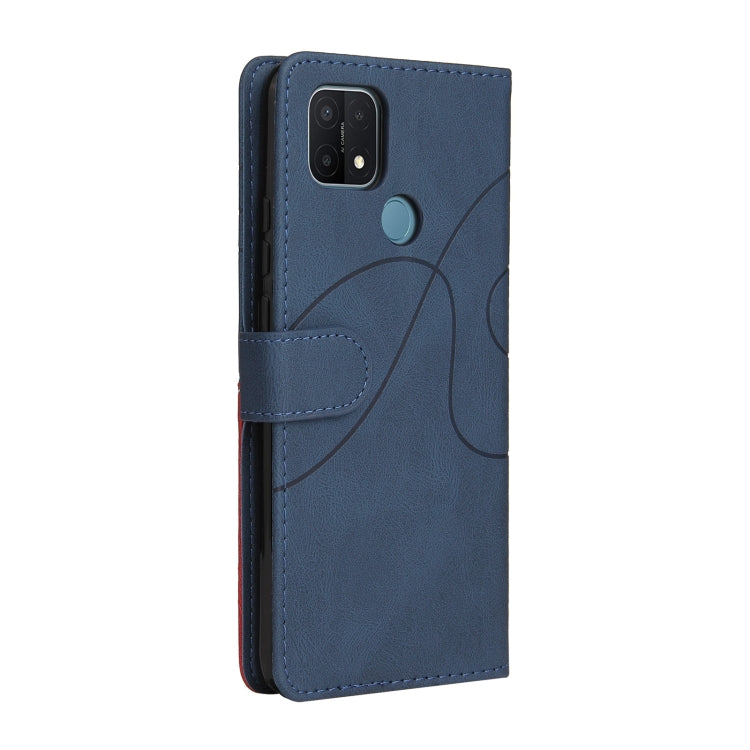 For OPPO A15 Dual-color Splicing Horizontal Flip PU Leather Case with Holder & Card Slots & Wallet