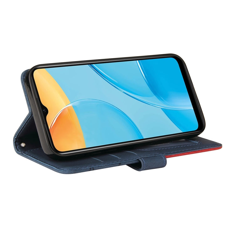 For OPPO A15 Dual-color Splicing Horizontal Flip PU Leather Case with Holder & Card Slots & Wallet