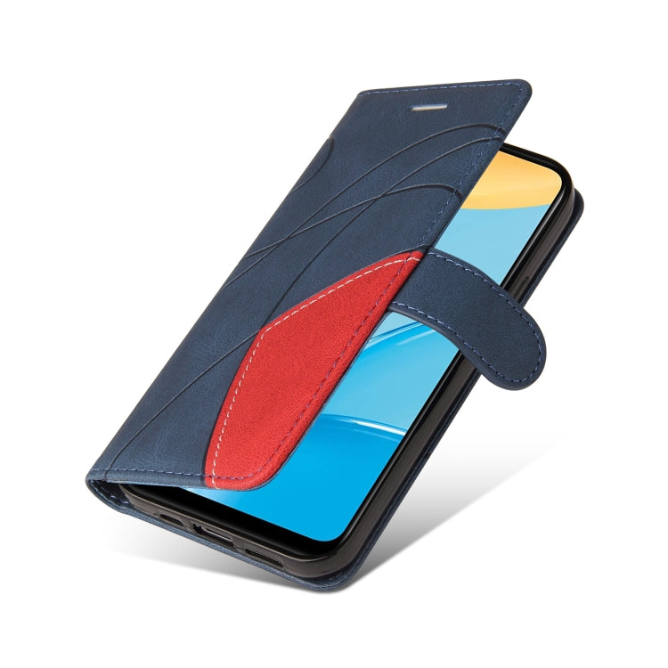 For OPPO A15 Dual-color Splicing Horizontal Flip PU Leather Case with Holder & Card Slots & Wallet