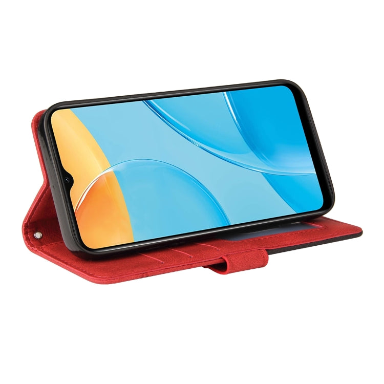 For OPPO A15 Dual-color Splicing Horizontal Flip PU Leather Case with Holder & Card Slots & Wallet