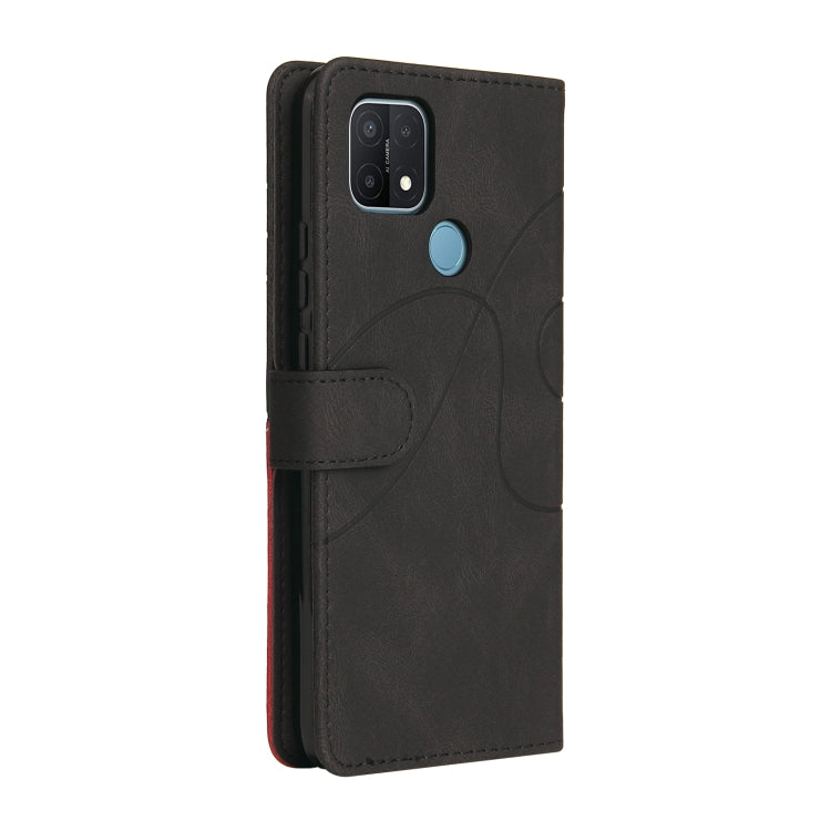 For OPPO A15 Dual-color Splicing Horizontal Flip PU Leather Case with Holder & Card Slots & Wallet