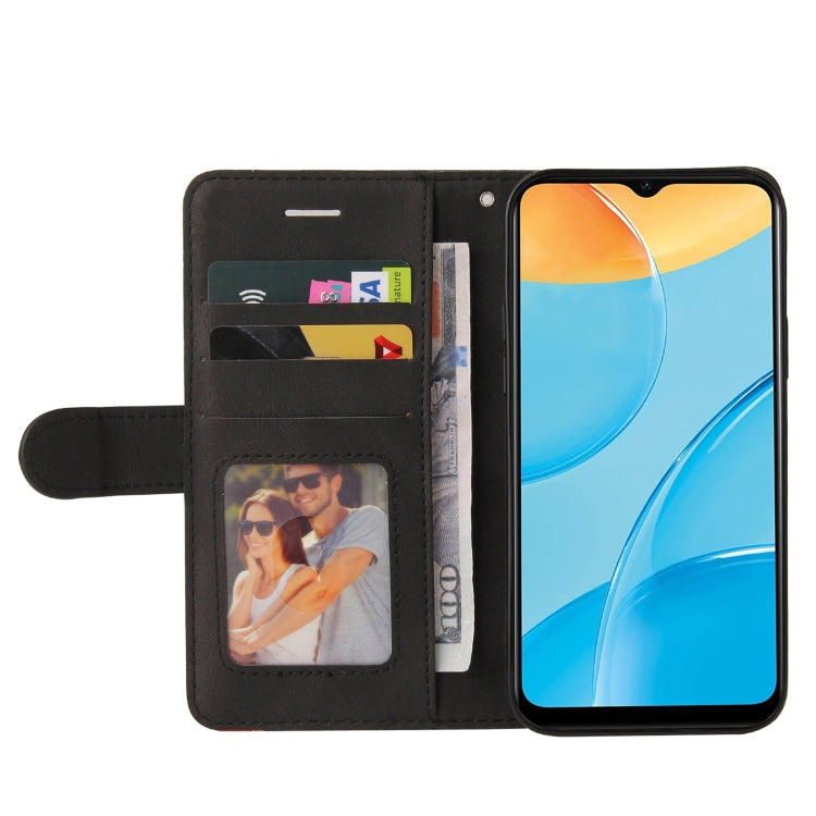 For OPPO A15 Dual-color Splicing Horizontal Flip PU Leather Case with Holder & Card Slots & Wallet