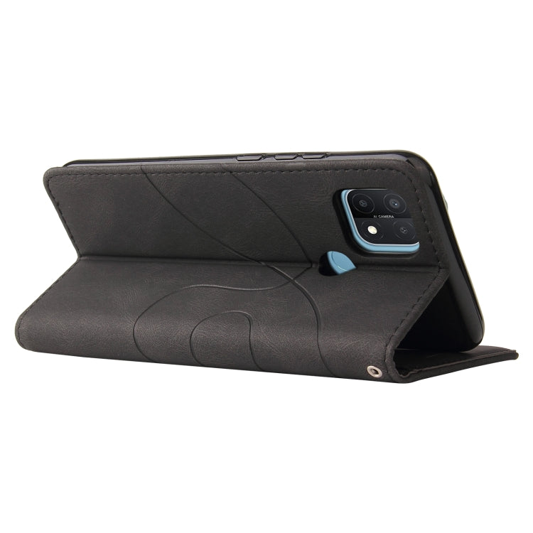 For OPPO A15 Dual-color Splicing Horizontal Flip PU Leather Case with Holder & Card Slots & Wallet