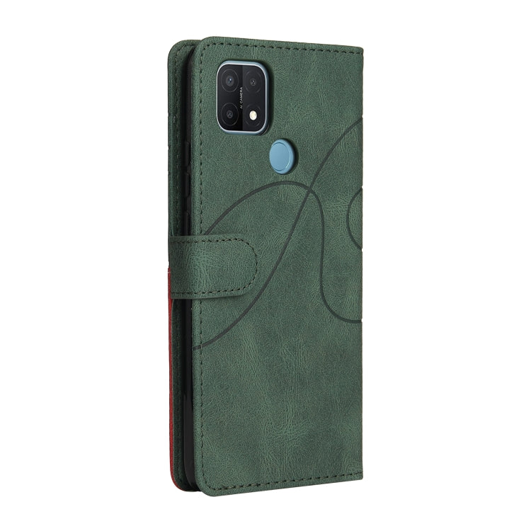 For OPPO A15 Dual-color Splicing Horizontal Flip PU Leather Case with Holder & Card Slots & Wallet