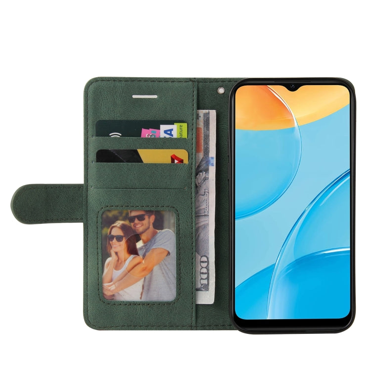 For OPPO A15 Dual-color Splicing Horizontal Flip PU Leather Case with Holder & Card Slots & Wallet
