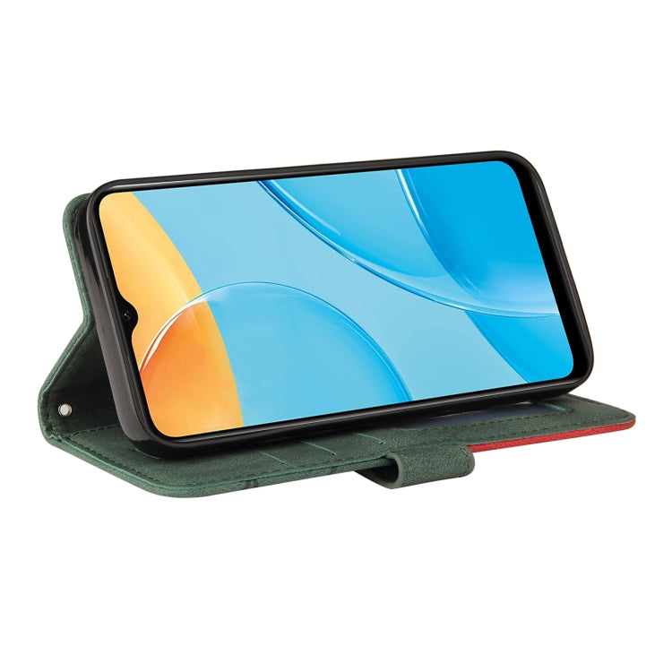 For OPPO A15 Dual-color Splicing Horizontal Flip PU Leather Case with Holder & Card Slots & Wallet