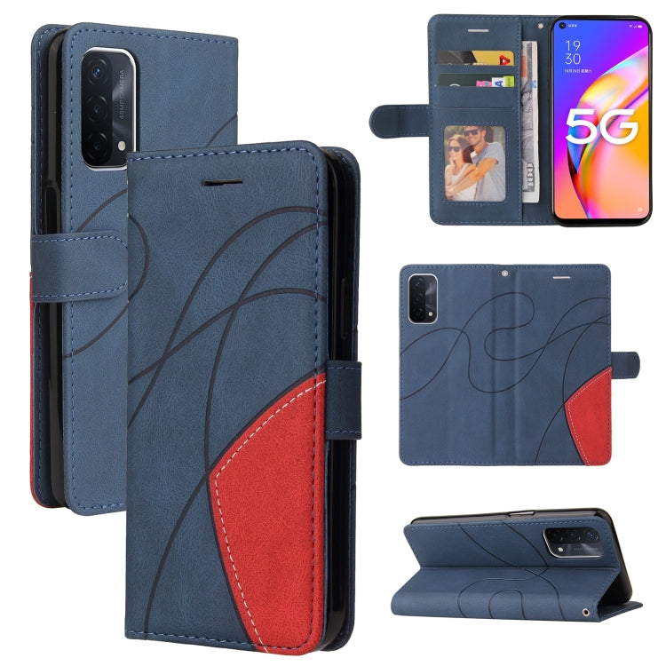 For OPPO A93 5G Dual-color Splicing Horizontal Flip PU Leather Case with Holder & Card Slots & Wallet